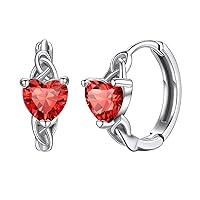 Celtic Knot Sterling Silver Birthstone Hoop Earrings with Shiny Cubic Zirconia for Women Girls Birthday Jewelry