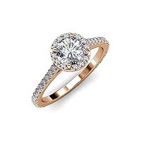 Round IGI Certified Lab Grown Diamond & Natural Diamond 1.62 ctw Prong set Women Halo Engagement Ring in 14K Gold