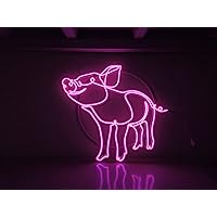 Handmade Pig Neon Sign, Pig Night Light, Pig Decor, Animal Decor, Handmade EL Wire Night Light, Custom Neon Sign, Home Decor Wall Art (Pink)