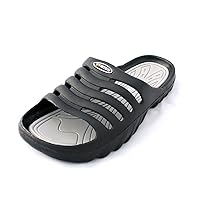 Vertico - Shower Sandals | Slide-On and Comfortable Pool-Side Shoes - Black & Grey