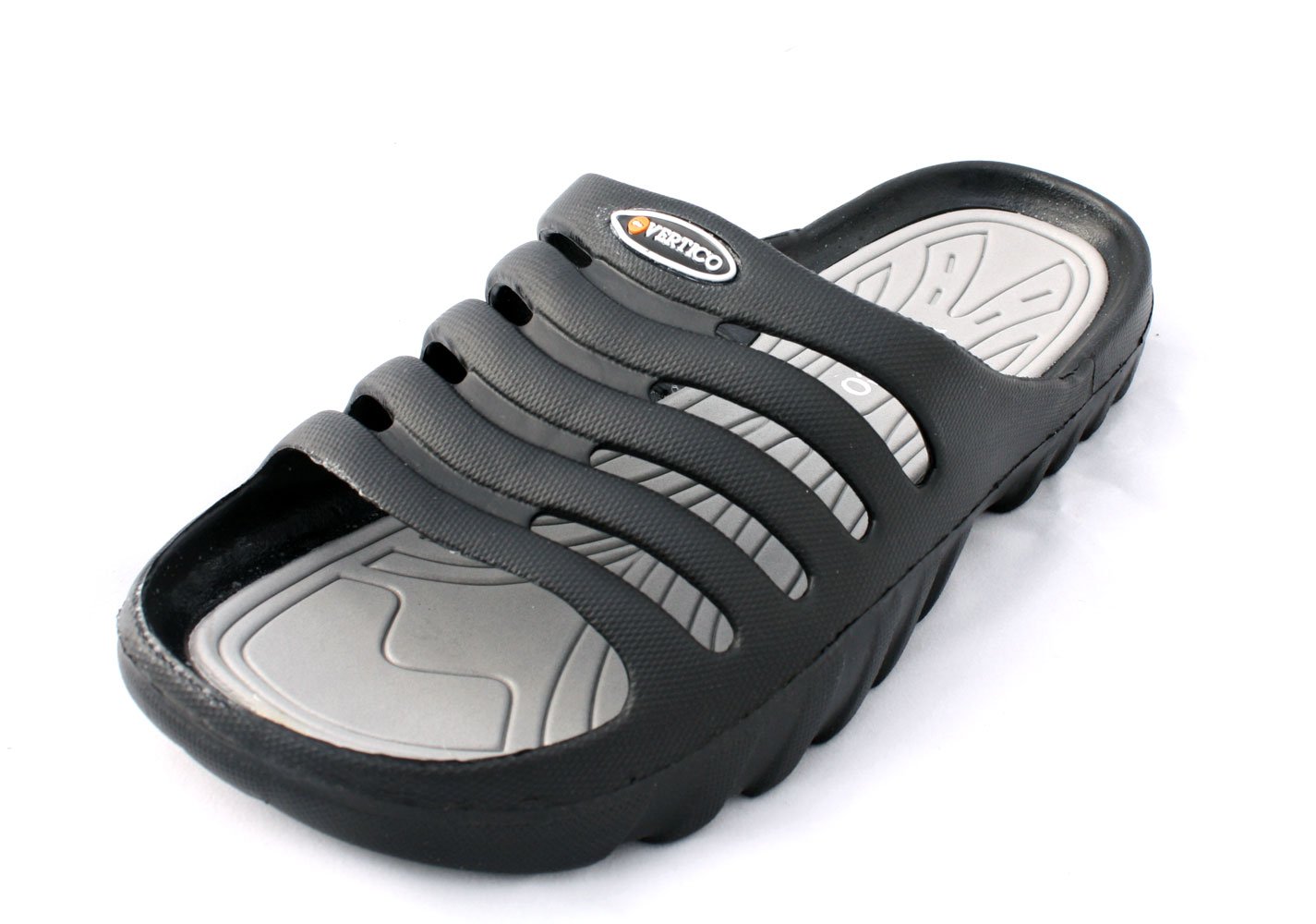 Vertico - Shower Sandals | Slide-On and Comfortable Pool-Side Shoes - Black & Grey
