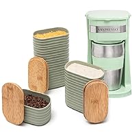 Mixpresso Single Cup Coffee Maker & 14oz Travel Mug, Lightweight Personal Drip Coffee Brewer & Tumbler, Compatible with Coffee Grounds Bubdle With 3 Piece Set Of Airtight Coffee And Sugar Plastic Cani