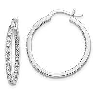 25.83mm 14k White Gold Lab Grown Diamond In Out Hoop Earrings Measures 25.83x25.83mm Wide Jewelry for Women
