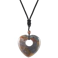 Crystal Heart Gemstone Pendant Necklace for Man for Women, Natural Healing Crystal Stone Pendant with Chain Adjustable