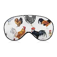 Adjustable Strap Sleep Eye Mask, Party Game Eye Mask, Sleeping Mask Eye Blocks Light Sleep Shade Cover for Travel Yoga Nap Compatible with Watercolor Roosters Hens Chicken