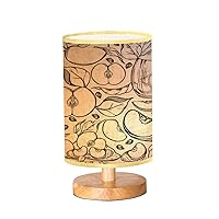 Bedside Lamp for Bedroom, Hand drawn watercolor fruits ripe full slices red green leaves Small Lamp, Linen Lampshade Table Lamp, Dimmable Nightstand Lamp with Woodbase for Living Room Office