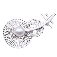 JYX Pearl Brooch Guitar Pin 10.3mm White Freshwater Pearl Brooches Pins for Women