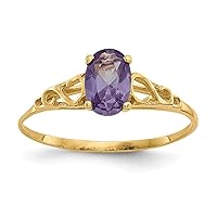 14k Yellow Gold Polished Simulated Alexandrite Ring Measures 6x17mm Size 5.00 Jewelry for Women
