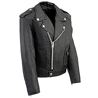 LKK1920 Boy's Black Classic Leather Biker Jacket with Patch Pocket Style