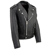 Milwaukee Leather LKK1920 Boy's Black Classic Leather Biker Jacket with Patch Pocket Style