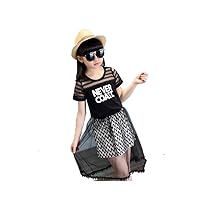 Girls Letter Gauze Top with Skirt Two-Pieces Sets