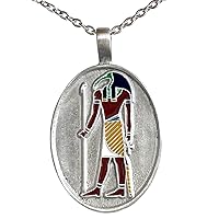 Pagan Jewelry Thoth Egyptian Moon God of Writing Magic Wisdom Hieroglyphs Science Art Judgment khonsu Protection Amulet Silver Pewter Men's Pendant Necklace Fortune Lucky Charm w Stainless Steel Chain