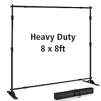 Photo Backdrop Stand - Heavy Duty Banner Holder Adjustable Photography Poster Stand - Height Up to 8x8 ft for Trade Show, Photo Booth, Parties, Wedding, Birthday, Photoshoot Background