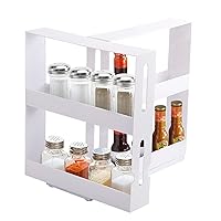 2 Tier Spice Rack, Multifunctional Rotating Cupboard Organizer Swivel Storage Shelf - Stores Prescriptions, Hardware, Essential Oils, Crafts & More