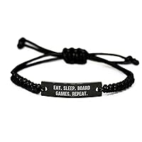 Funny Board Games: Eat. Sleep. Board Games. Repeat. Rope Bracelet - Mother's Day Unique Gifts for Board Game Enthusiasts from Husband