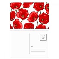 Red Flowers Corn Bespread Postcard Set Birthday Mailing Thanks Greeting Card