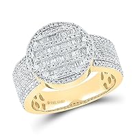The Diamond Deal 10kt Yellow Gold Mens Baguette Diamond Statement Cluster Ring 1 Cttw