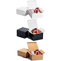 MESHA Gift Box 8X8X4, Gift Boxes with Lids 30Pcs, Sturdy Bridesmaid Proposal Box, Gift Boxes for Presents, Birthday, Christmas, Bridal,Wedding, Graduation, Party Favor, (White & Black & Brown)