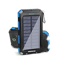 WONGKUO Solar Charger Power Bank - 𝟮𝟬𝟮𝟰 𝙐𝙥𝙜𝙧𝙖𝙙𝙚 36,800mAh Portable Solar Phone Charger, QC3.0 Fast Charger with LED Flashlight, IP65 Waterproof Power Bank Perfect for Outdoor Camping Hiking