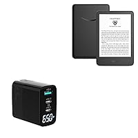 BoxWave Charger Compatible with Amazon Kindle (11th Gen 2022) - PowerDisplay PD Wall Charger (65W), GaN 65W Powerful Charger Folding Plug Display - Jet Black