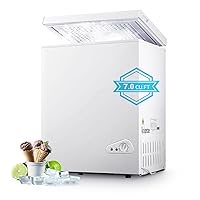 Chest Freezer 7.0 cu.ft Compact Freezer Top Door, White Deep Freezer Low Noise 7-grade Temperature Control Manual defrost with 2 Removable Basket, Applicable to Kitchen Office Bar