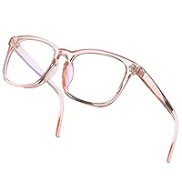 DeBuff Blue Light Blocking Glasses Women Men Clear Lens Square Frame Computer Eyeglasses (Pink)