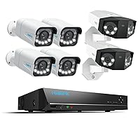 REOLINK 4K 5X Optical Zoom Wired Security Camera System, 4pcs 4K PoE Cameras Outdoor, Spotlights, Smart AI Detection, 8CH NVR 2TB HDD, RLK8-811B4 Bundle with Duo 3 PoE 16MP Ultra-Wide Angle Camera