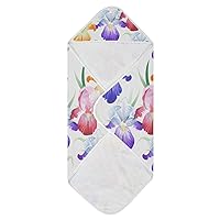Iris Flowers Baby Bath Towel Girl Hooded Baby Towel Super Soft Baby Towel 4 Layers Toddlers Shower Gifts for Toddler Infant Newborn, 35x35 Inch