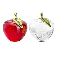 H&D HYALINE & DORA Pack 2 Crystal Apple Paperweight Craft Table Decor Gifts