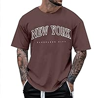 Letter Graphic T Shirts for Men Summer Casual Short Sleeve Cotton Crew Neck Athletic Workout Muscle Shirts Streetwear