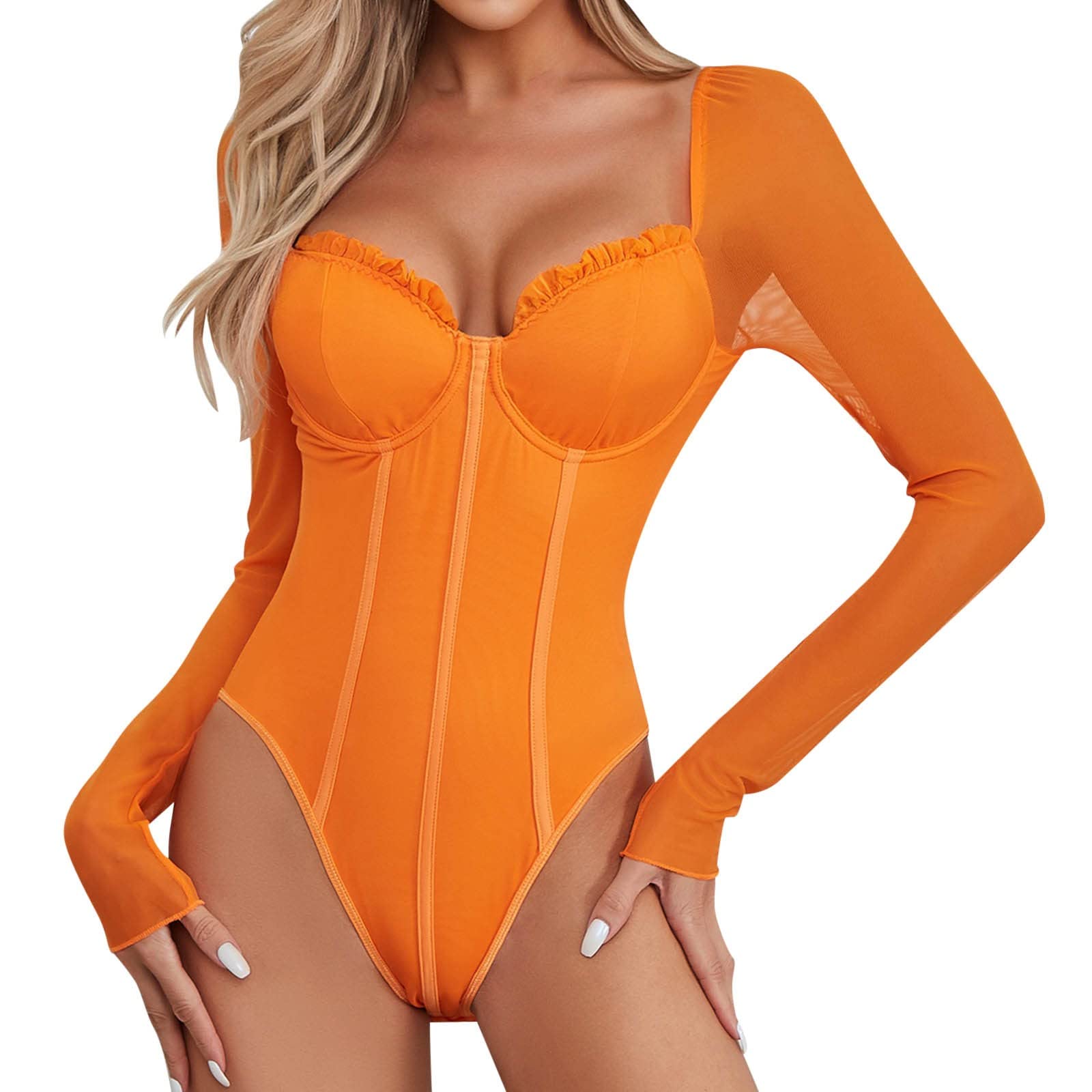 Sexy Lingerie For Women mesh long sleeve thong Bodysuit sweetheart neck  Teddy Bodysuits push up Body suits clubwear