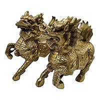Pure Copper Feng Shui Qi Lin/Chi Lin/Kylin Lucky to Ward Off Evil Town House Wealth Kirin Feng Shui Home Office Decoration Best Statue(S)