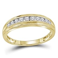 The Diamond Deal 10kt Yellow Gold Womens Round Diamond Single Row Band Ring 1/4 Cttw