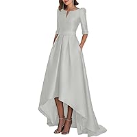 A-Line Elegant Wedding Guest Dress V Neck Tea Length 3/4 Length Sleeve Formal Dress with Pleats 2024