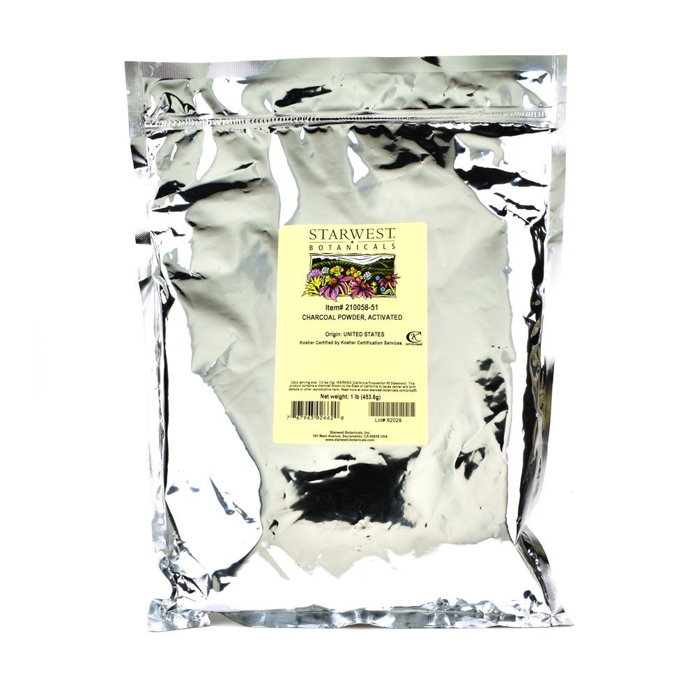 Starwest Botanicals Food Grade US Hardwood Activated Charcoal Powder, 1 Pound Bulk Bag