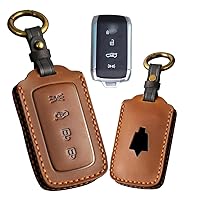 Genuine Leather Key Cover Fit for Maserati Grecale 2023 Car Key Fob Holder Intelligent Key Shell Anti-Scratched Durable Key Case Brown