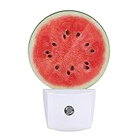 Realistic Watermelon Slice Night Light Summer Fruits Green Red Color Night Lights Plug into Wall Auto on/Off LED Lamp Funny Gift for Women/Girls/Boys