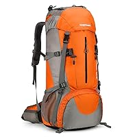 70L Camping Hiking Backpack with Rain Cover Waterproof Backpacking Backpack for Hiking Treeking Climbing Outdoor (Orange)