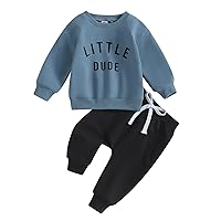 wdehow Toddler Baby Boy 2Pcs Outfits Letters Print Pullover Tops + Drawstring Pants Set Fall Winter Clothes