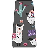6mm Extra Thick Non Slip Yoga Mat for Women, Cute Fashion Alpaca with Flowers Exercise Fitness Mats for Home Floor Workout Anti-tear Large Yoga Mats