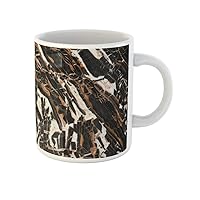 Coffee Mug Beige Pattern Black Brown Metal Marble Abstract Artistic Beautiful Broken 11 Oz Ceramic Tea Cup Mugs Best Gift Or Souvenir For Family Friends Coworkers