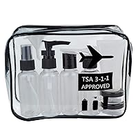 Travel Bottles and TSA Approved Toiletry Bag, Clear Quart Size with Leak-Proof Travel Containers Set Makeup Bag Accessories for Liquids Carry-On Luggage Compliant for Airplaine