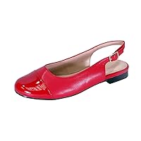 Kennedy Women's Wide Width Slingback Casual Leather Flats with Patent PU Round Toe Cap