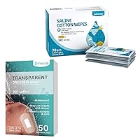 Transparent Film Dressing with Pad 50 Pack + Sterile Saline Wipes 6