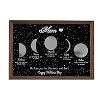 Personalized Family Foil Moon Phase Wall Art Picture Frame - Custom Kids Name Date of Birth Night Sky Lunar Print,Mothers Day Birthday Gift for Mom Dad Grandpa Grandma