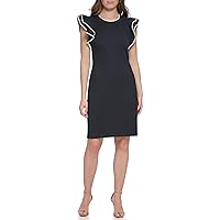 Tommy Hilfiger Women's Flutter Sleeve Scuba Dress