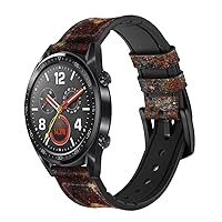 CA0417 Rust Steel Texture Graphic Printed Leather Smart Watch Band Strap for Wristwatch Smartwatch Smart Watch Size (18mm)
