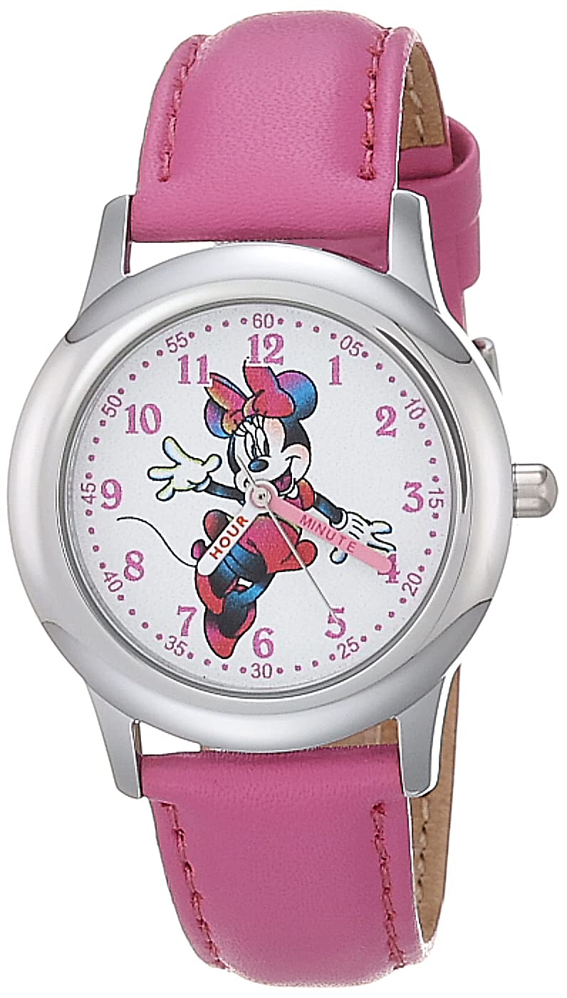 Disney Minnie Mouse Kids' Stainless Steel Time Teacher Analog Quartz Strap Watch