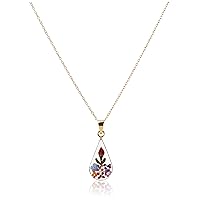 Amazon Essentials Sterling Silver/Gold Over Sterling Silver Pressed Flower Pendant Necklace (previously Amazon Collection)
