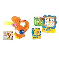 KiddoLab Tikki The Dino & Chapa The Lion Combo - Dinosaur Microphone Toy & Alphabet Book Set with Voice Changer, Lights, Melodies for Early Learning & Development, Ages 2-4 Years.